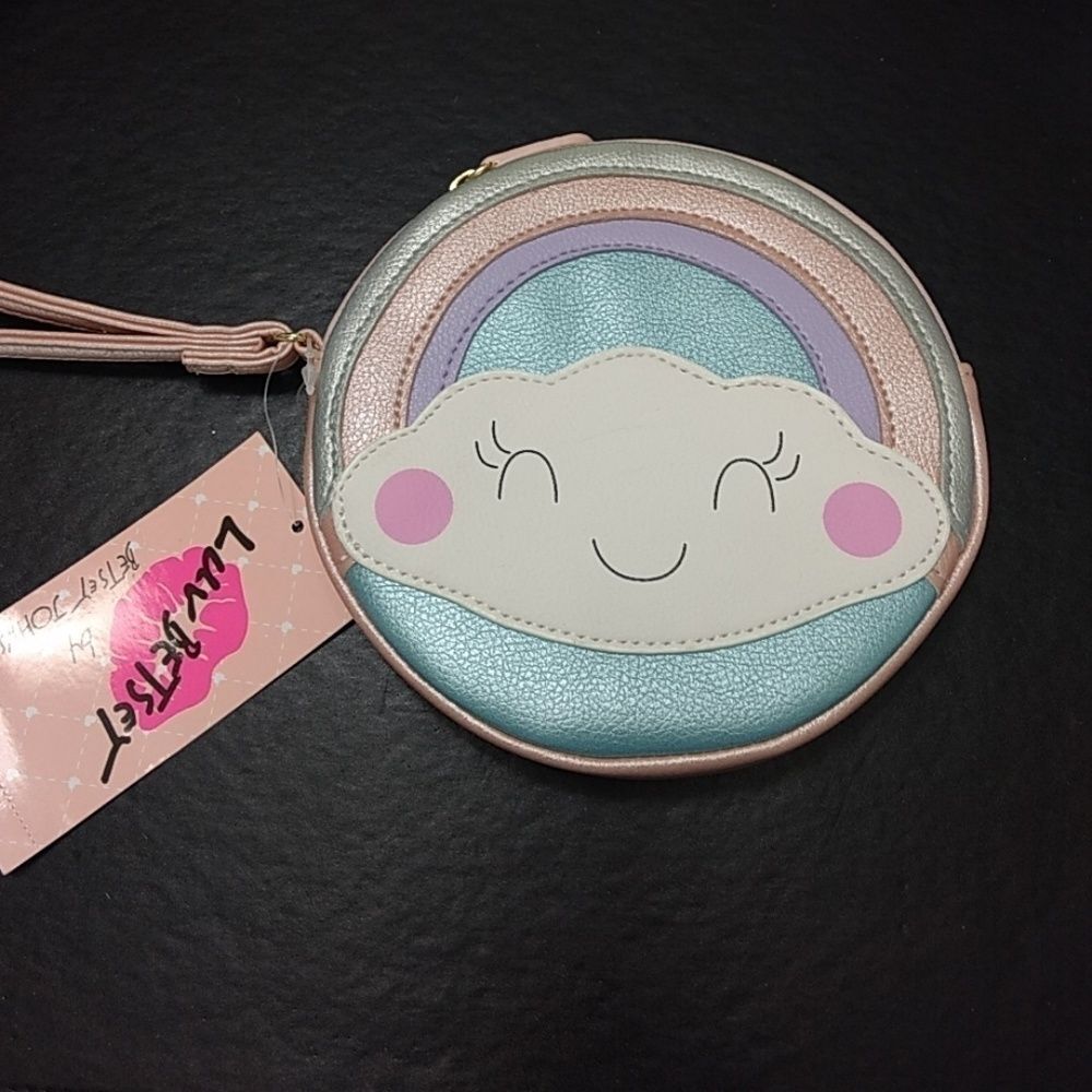 Betsey Johnson pastel rainbow coin purse blue pink purple